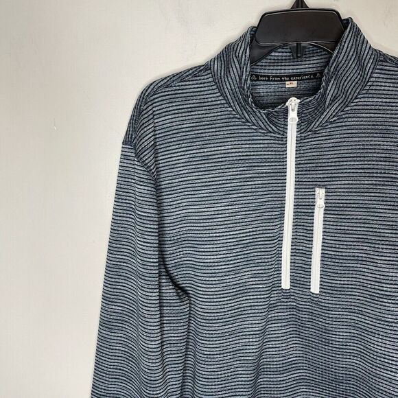 PRANA 1/4-Zip Pullover Mens XL Striped Waffle Sweatshirt Base Layer Blue - Picture 3 of 10
